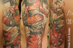 inferno-tattoo-barcelona-realismo-color-christian-kurt-bieber-grande-brazo-samurai-japones