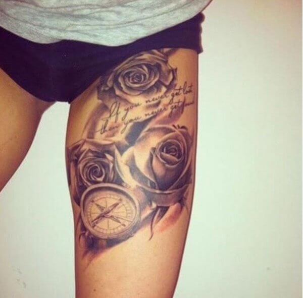 Tatuajes de rosas para mujeres en la pierna